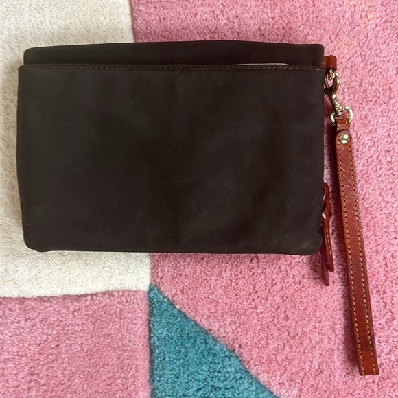 Dooney & Bourke Brown Fold-Over Magnetic Wristlet Bag - Picture 3 of 17